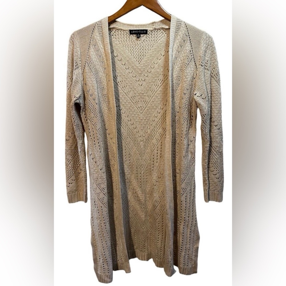 Love + Ellie Open Stitch Cardigan Small Cream Natural